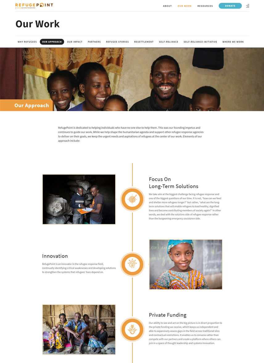 Webredone web design & development - RefugePoint website timeline image