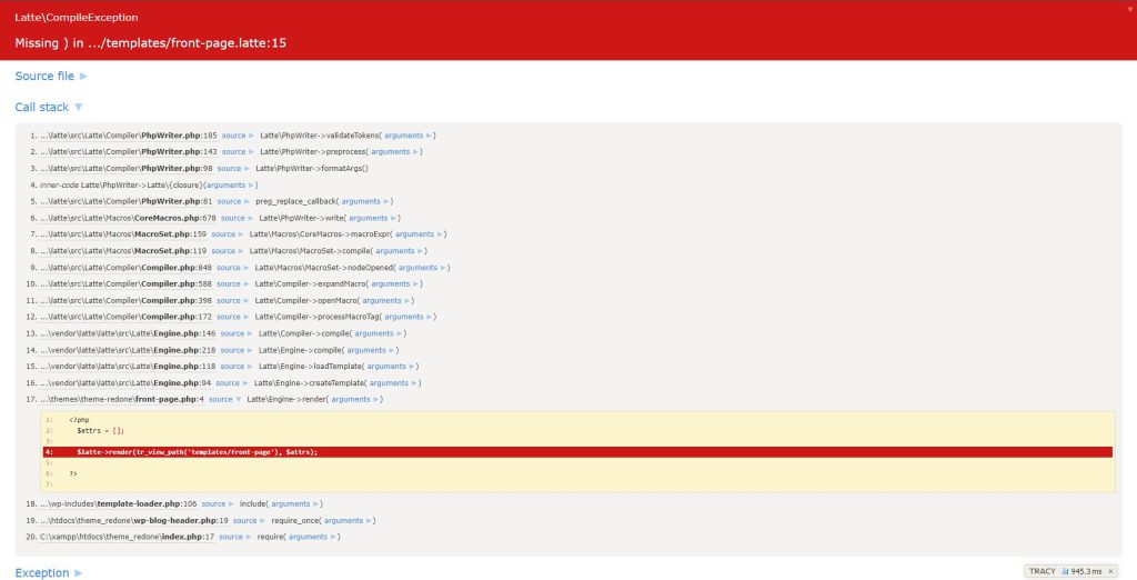 Debugging tracy theme redone wordpress starter theme